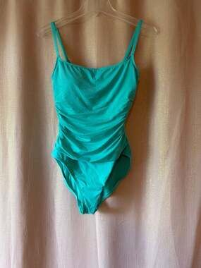 La Blanca Island Goddess Shirred One-Piece Swimsuit in Turquoise